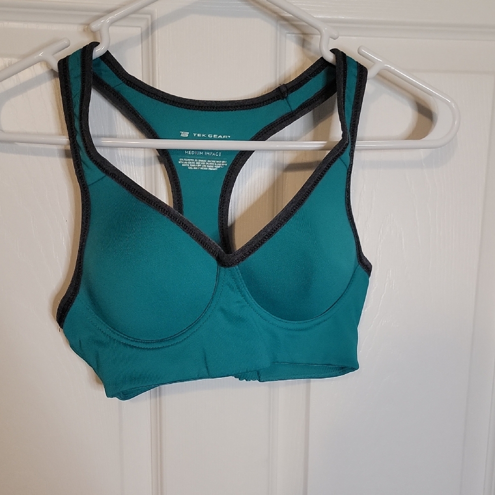 Tek Gear Teal Sports Bra with Black Trim